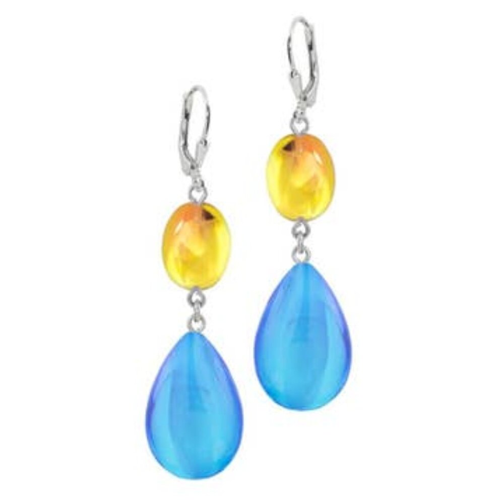 Double Drop Earrings Sterling Silver Crystal Jewelry Dangle